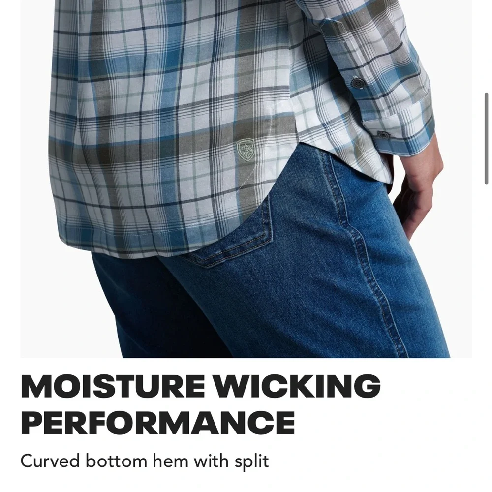 Kuhl Hadley Women’s Plaid Button Down, Blue White, Size Medium - Picture 14 of 15